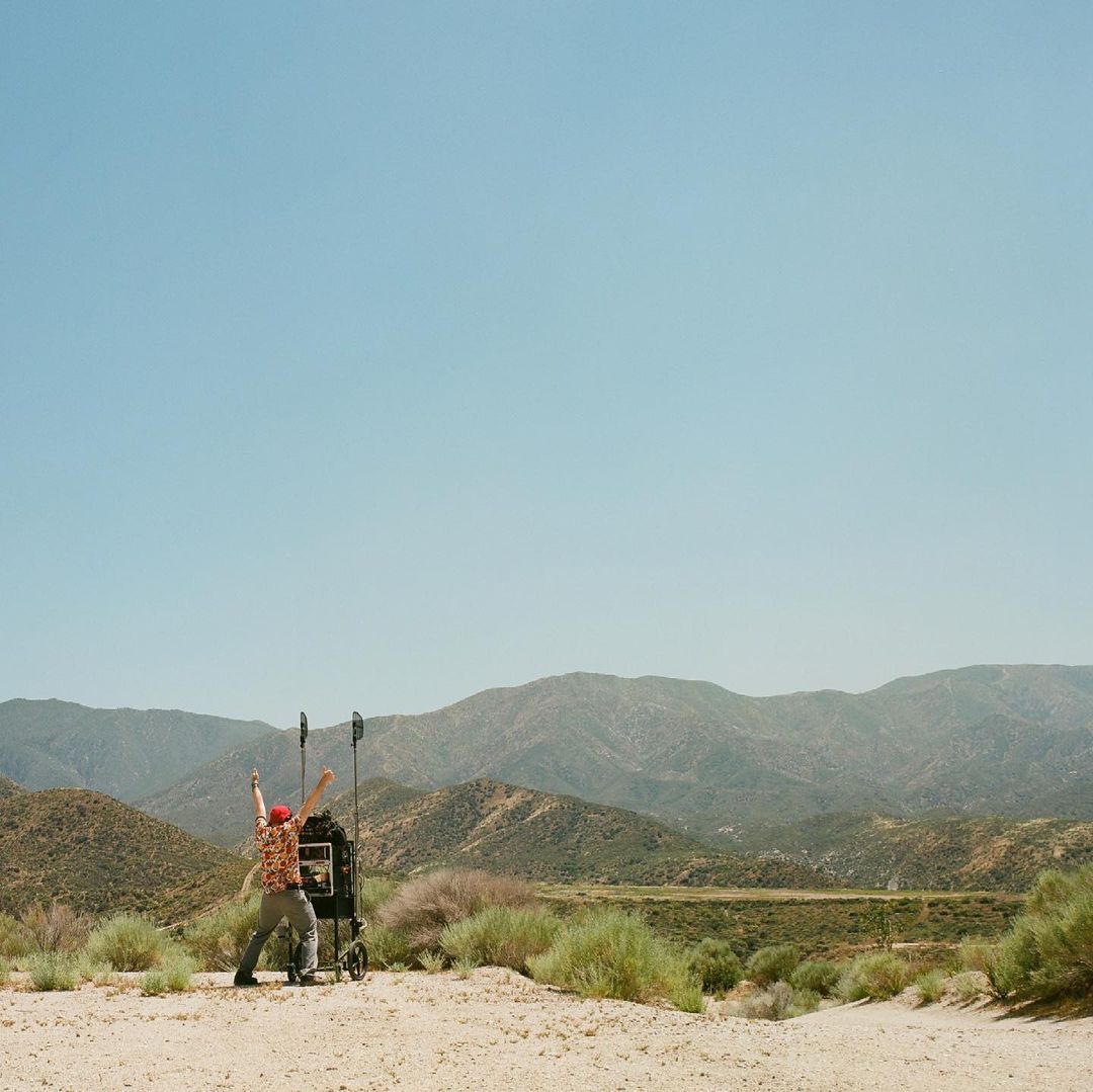 Production Sound Mixer Dave Beede Against the Desert Mountains